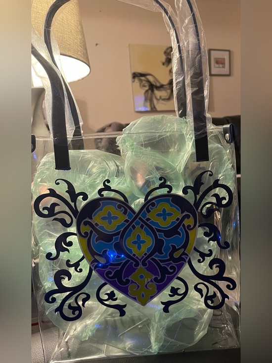 Brighton Handbags - Brighton Clear Tote Bag with Blue & Purple Heart Motif